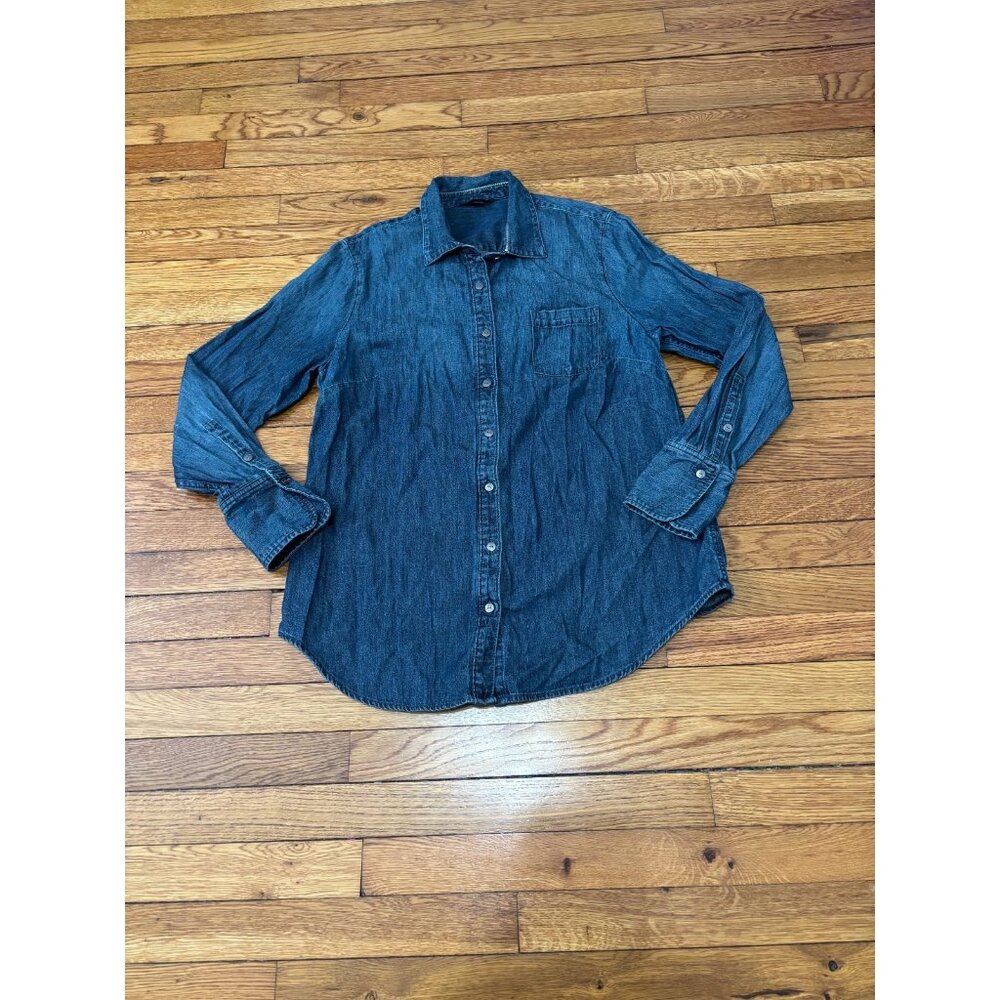Lands' End Women's Denim Button-Down Shirt - Blue
